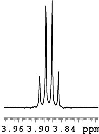 Four peaks (quadruplet) from α-Methyl-Proton, due to four states of the β-protons in the Methyl group