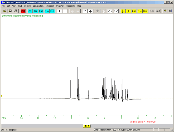 SpinWorks main screen after Processing using em+ft.