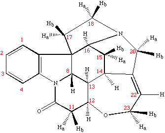Labelled molecular structure of Strychine